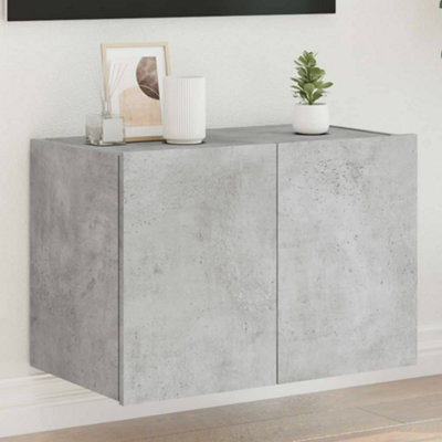 Berkfield Tv Wall Cabinet With Led Lights Concrete Grey 60X35X41 Cm - image 1