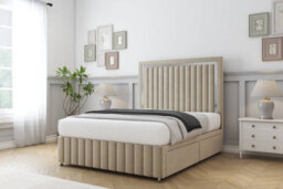 "Sloomy Boston Chrome Almond Coniston Divan Bed 2 Drawers Left Side-26"" Strutted Headboard 12"" Footboard 5' King" - thumbnail 3