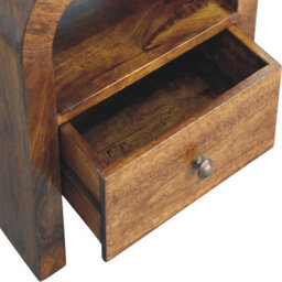 Artisan Furniture Solid Wood Darcy Chestnut Nightstand, 1 Drawer And Open Shelf, Dark Brown - thumbnail 7