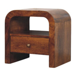 Artisan Furniture Solid Wood Darcy Chestnut Nightstand, 1 Drawer And Open Shelf, Dark Brown - thumbnail 3