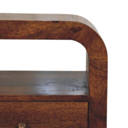 Artisan Furniture Solid Wood Darcy Chestnut Nightstand, 1 Drawer And Open Shelf, Dark Brown - thumbnail 5
