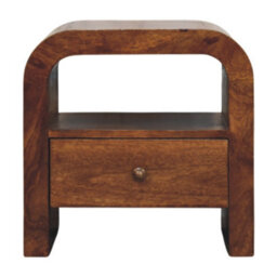 Artisan Furniture Solid Wood Darcy Chestnut Nightstand, 1 Drawer And Open Shelf, Dark Brown - thumbnail 2