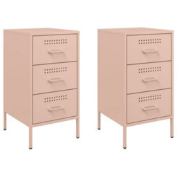 Berkfield Bedside Cabinets 2 Pcs Pink 36X39X68 Cm Steel - thumbnail 2