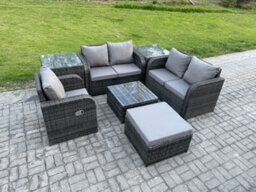 Fimous 7 Piece Garden Furniture Sets 6 Seater Outdoor Patio Furniture Set Weaving Wicker Rattan Sofa Chair And Table - thumbnail 1