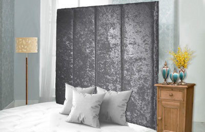 "Slumbre Stafford Crushed Velvet 4Ft Small Double 36"" Headboard -  Grey"