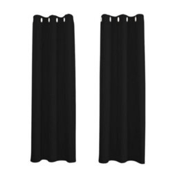 Happy Homewares Black Eyelet Total Blackout Thermal Curtains - 46 X 54 Inch Drop - 2 Panel - thumbnail 1