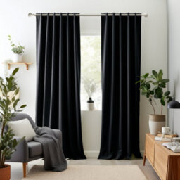 Happy Homewares Black Eyelet Total Blackout Thermal Curtains - 46 X 54 Inch Drop - 2 Panel - thumbnail 5
