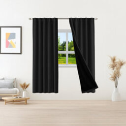 Happy Homewares Black Eyelet Total Blackout Thermal Curtains - 46 X 54 Inch Drop - 2 Panel - thumbnail 6