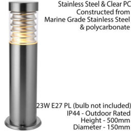 Outdoor Ip44 Bollard Light Marine Grade Steel Lamp Post Garden Driveway Patio - thumbnail 2