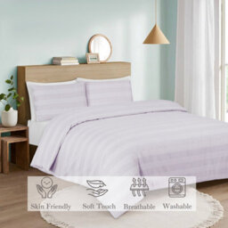 MHG Living Luxury Waffle Stripe Duvet Cover Set - Soft 200Tc Polycotton Blend, Breathable & Stylish Bedding (King, Berries) - thumbnail 7