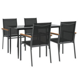 Walplus 5 Piece Garden Dining Set Black Textilene And Steel - thumbnail 3