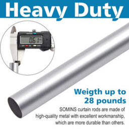 Ameha Chrome Metal Curtain Pole 28mm Extendable Curtain Rod 160-300 Cm, Silver Classic Lamp Square Finials - thumbnail 8