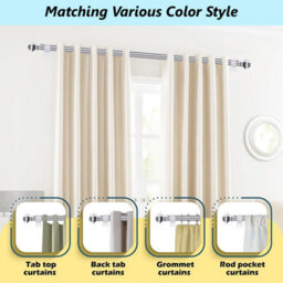 Ameha Chrome Metal Curtain Pole 28mm Extendable Curtain Rod 160-300 Cm, Silver Classic Lamp Square Finials - thumbnail 5