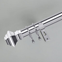 Ameha Chrome Metal Curtain Pole 28mm Extendable Curtain Rod 160-300 Cm, Silver Classic Lamp Square Finials - thumbnail 6