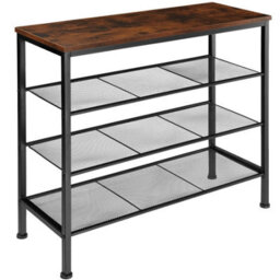 Tectake Shoe Rack Newport - Surface Shelf And 3 Grid Shelves, Industrial Style -  - Industrial Wood Dark, Rustic - thumbnail 1