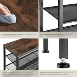 Tectake Shoe Rack Newport - Surface Shelf And 3 Grid Shelves, Industrial Style -  - Industrial Wood Dark, Rustic - thumbnail 5