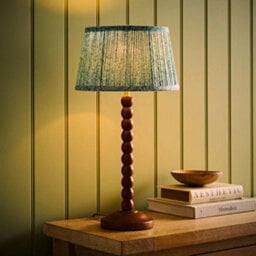 Valuelights Bobbin Leaf Printed Pleated Shade Walnut Bobble Table Lamp - thumbnail 2