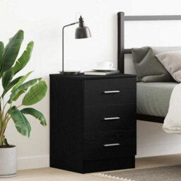 Walplus Bedside Cabinet Black Oak 38X35X55 Cm Engineered Wood - thumbnail 1