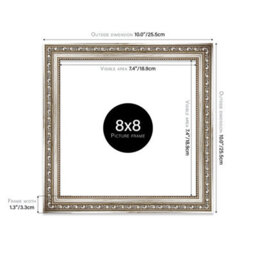 8X8 Silver Ornate Picture Frame (20.3 X 20.3Cm) Poster, Photo, Artwork, Gallery Wall Or Print - thumbnail 2