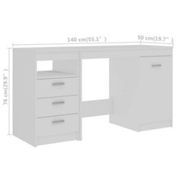 Vidaxl Desk White 140X50X76 Cm Engineered Wood Desks - thumbnail 8