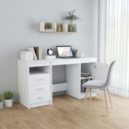 Vidaxl Desk White 140X50X76 Cm Engineered Wood Desks - thumbnail 3