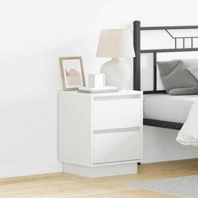 Berkfield Bedside Cabinet With Led Lights White 39X34.5X50 Cm - image 1