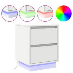 Berkfield Bedside Cabinet With Led Lights White 39X34.5X50 Cm - thumbnail 4