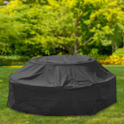 Woodside Black Waterproof Outdoor 8 Seater Round Picnic Table Cover - thumbnail 4