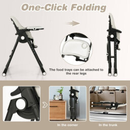 Costway 4-In-1 Baby High Chair Foldable Feeding Chair W/ Footrest-Grey - thumbnail 8