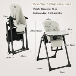 Costway 4-In-1 Baby High Chair Foldable Feeding Chair W/ Footrest-Grey - thumbnail 2
