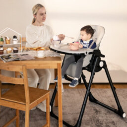 Costway 4-In-1 Baby High Chair Foldable Feeding Chair W/ Footrest-Grey - thumbnail 3