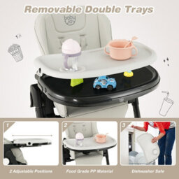 Costway 4-In-1 Baby High Chair Foldable Feeding Chair W/ Footrest-Grey - thumbnail 4