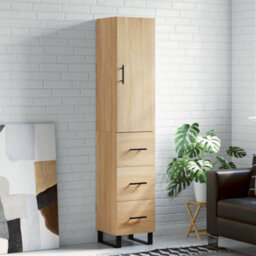 Berkfield Highboard Sonoma Oak 34.5X34X180 Cm Engineered Wood - thumbnail 1