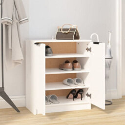 Berkfield Elegant Shoe Cabinet White 59X35X70 Cm Engineered Wood - thumbnail 6