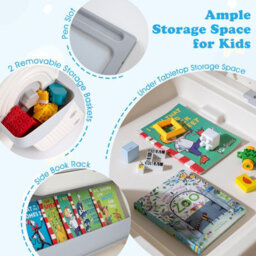 Gainoom 9-In-1 Kids Grey Activity Table & Chair Set Folding & Rotating Art Easel Table Water & Sand Sensory Play Table 18 Month+ - thumbnail 5