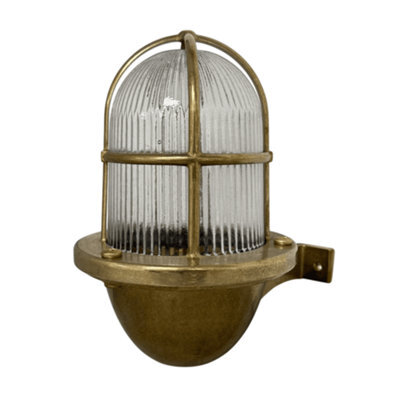 Lampfix Navigator 09184 Outdoor Ip64 1 Light Small Wall Uplight Lantern In A Raw Brass Finish