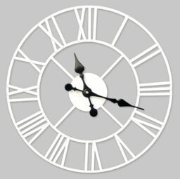 Large Skeleton Metal Roman Wall Clock Big Numerals Giant Round Open Face Clocks White 40Cm - thumbnail 1