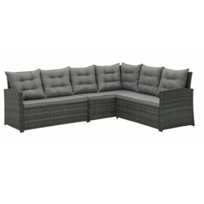 Evre Grey Monroe 8 Seater Garden Rattan Furniture Corner Dining Set Table Sofa Bench Stool - image 1