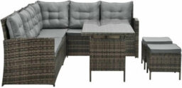 Evre Grey Monroe 8 Seater Garden Rattan Furniture Corner Dining Set Table Sofa Bench Stool - thumbnail 5