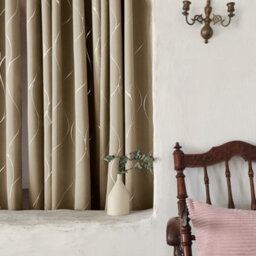 Deconovo Wave Line Foil Printed Thermal Insulated Curtains Blackout Curtains Eyelet Curtains Taupe W46 X L54 1 Pair - thumbnail 2
