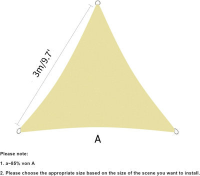 Beige 3X3X3M Triangular Shade Sail 95% Uv Protection - image 1