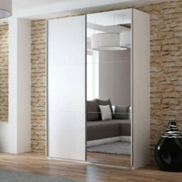 Arte White Matt Mirrored Sliding Wardrobe 150Cm - Crisp And Bright Storage - thumbnail 1