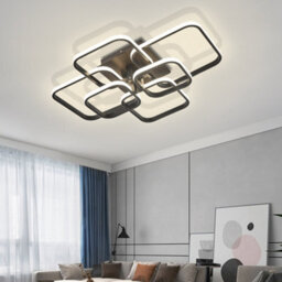 Living And Home 6 Lights Squares Black Contemporary Led Low Energy Semi Flush Acrylic Ceiling Light Dimmable - thumbnail 3
