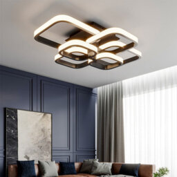 Living And Home 6 Lights Squares Black Contemporary Led Low Energy Semi Flush Acrylic Ceiling Light Dimmable