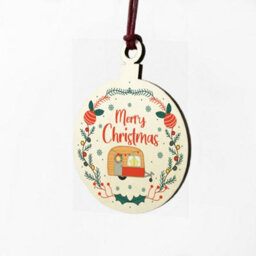 Red Ocean Novelty Caravan Bauble Design Hanging Wood Decoration - thumbnail 6