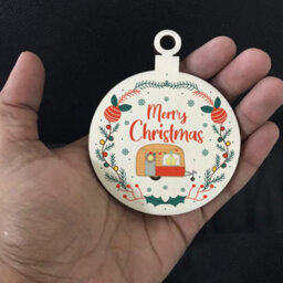 Red Ocean Novelty Caravan Bauble Design Hanging Wood Decoration - thumbnail 5