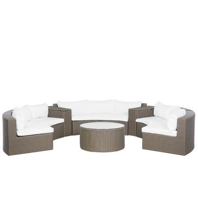 Beliani Garden Lounge Set With Table 9 Seater Severo Pe Rattan Brown - image 1