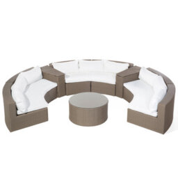 Beliani Garden Lounge Set With Table 9 Seater Severo Pe Rattan Brown - thumbnail 4