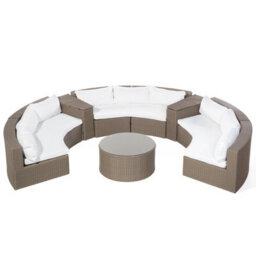 Beliani Garden Lounge Set With Table 9 Seater Severo Pe Rattan Brown - thumbnail 6