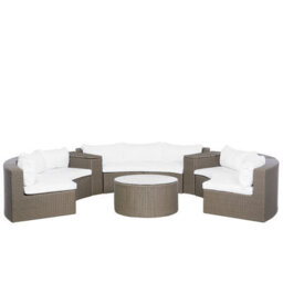 Beliani Garden Lounge Set With Table 9 Seater Severo Pe Rattan Brown - thumbnail 1
